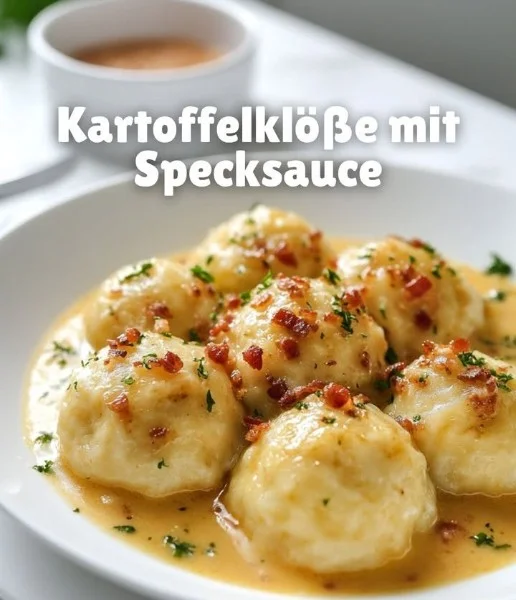 Delicious potato dumplings topped with savory bacon gravy.
