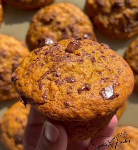 Delicious homemade Pumpkin Banana Muffins on a cooling rack.