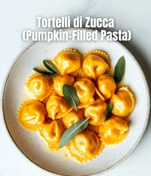 Delicious pumpkin-filled pasta served with sage butter sauce