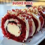 Red Velvet Cheesecake Sushi Roll - a delicious fusion dessert