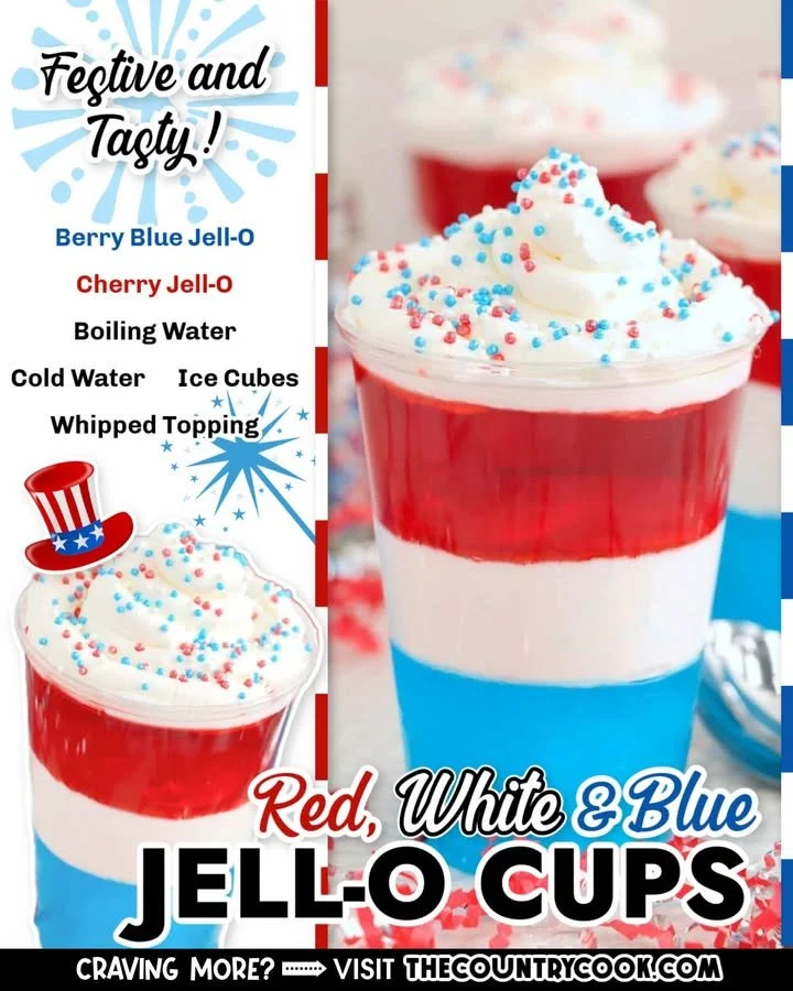 Red White and Blue Jell-O Cups for festive celebrations