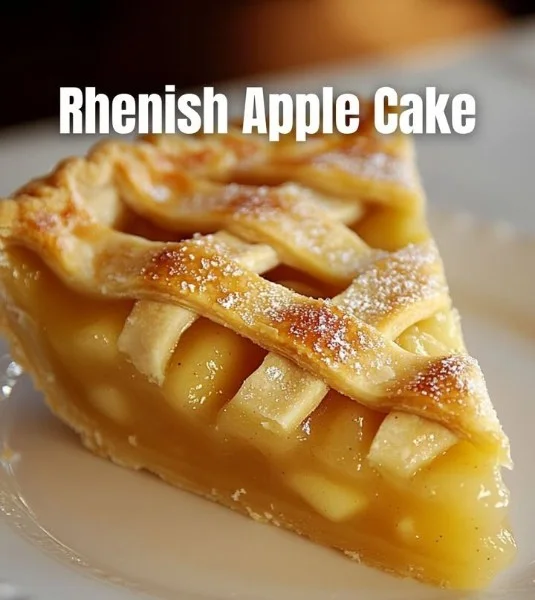 Delicious Rhenish Apple Cake topped with fresh apples and spices