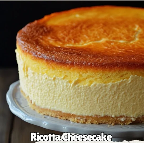 Delicious homemade ricotta cake served on a plate