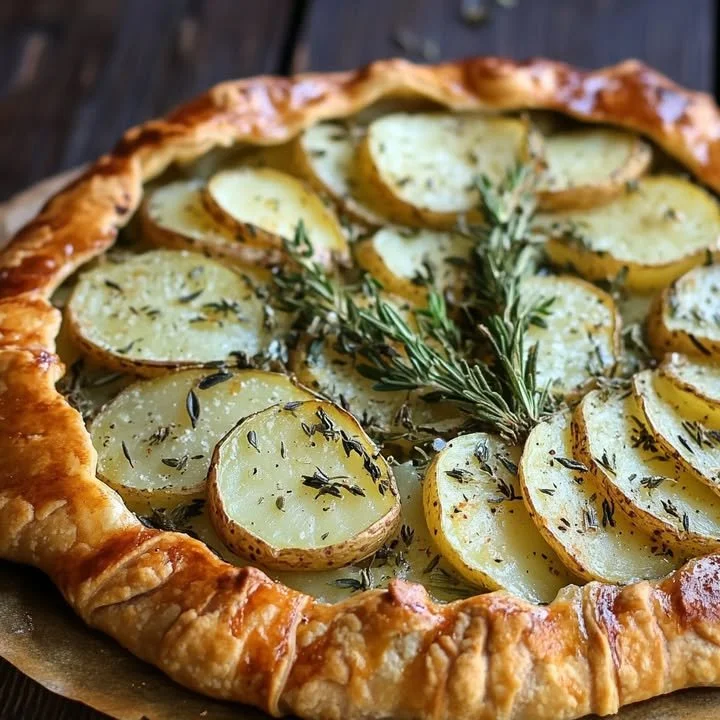 Savory Herb Potato Galette with fresh herbs and crispy layers