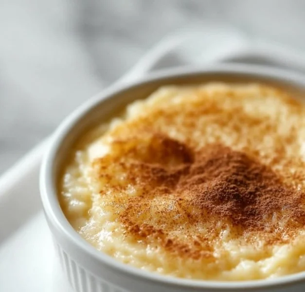 Bowl of creamy semolina pudding topped with fruits and nuts