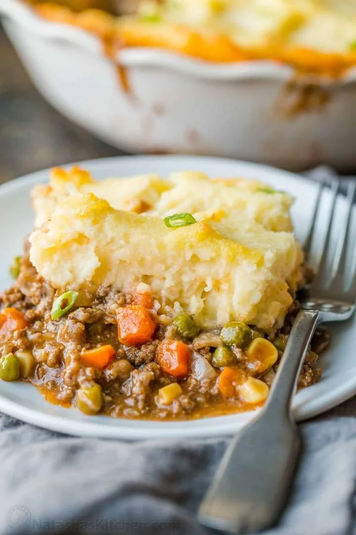 Delicious homemade Shepherd's Pie with golden mashed potato topping.