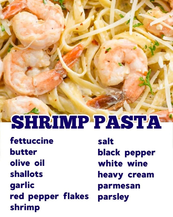 Delicious shrimp pasta served with fresh herbs and a creamy sauce