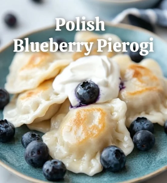 Delicious soft blueberry dumplings topped with fresh blueberries.
