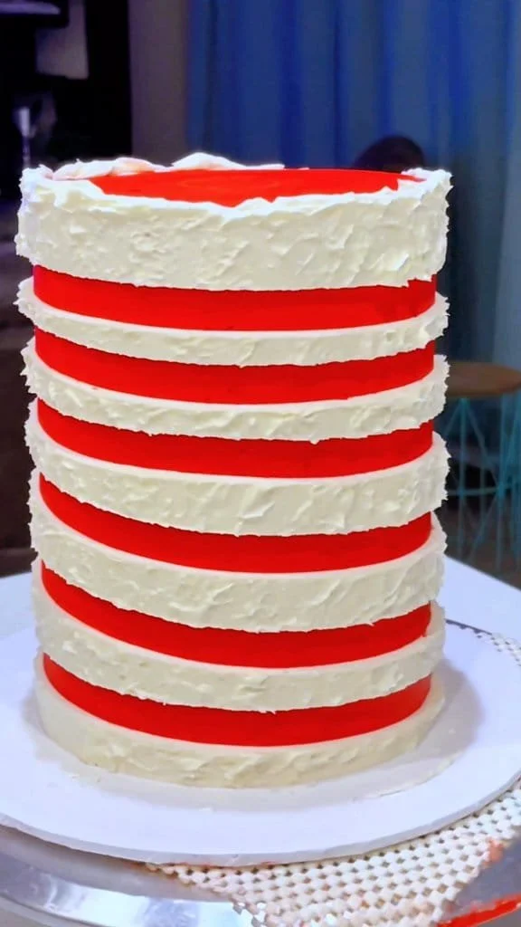 A beautifully decorated Spiral Cake showcasing a colorful swirl design.