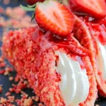 Delicious strawberry cheesecake tacos served on a plate