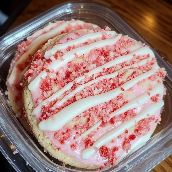 Delicious strawberry crunch cookies made with fresh strawberries