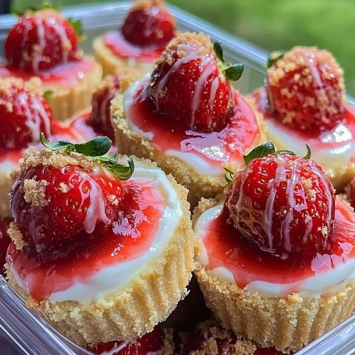 Strawberry Crunch Mini Cheesecake Bites served on a plate