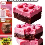 Delicious Strawberry Watermelon Fudge Surprise Bars on a plate