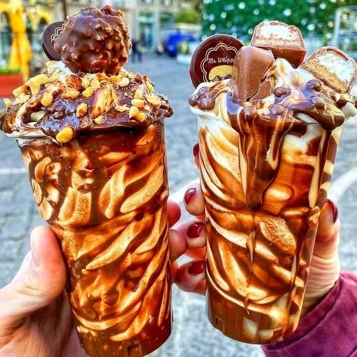 Delicious summer chocolate swirl ice cream cups ready to be served.