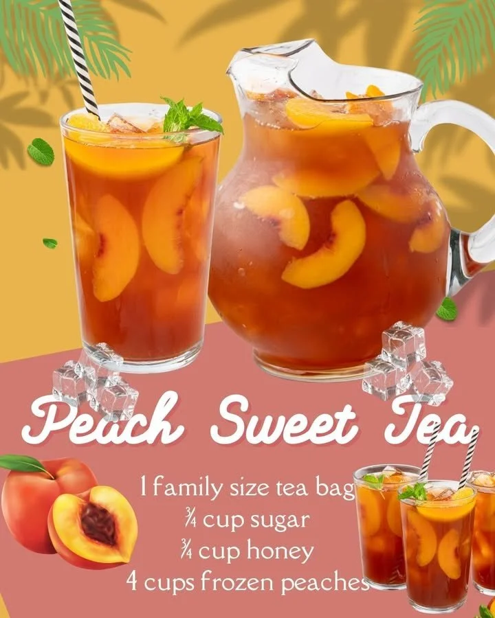 Refreshing Sweet Peach Iced Tea served in a glass with fresh peach slices.