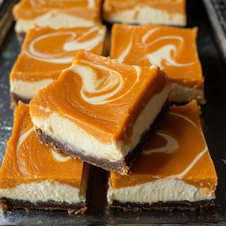 Delicious Sweet Potato Cheesecake Bars with creamy topping and a golden crust
