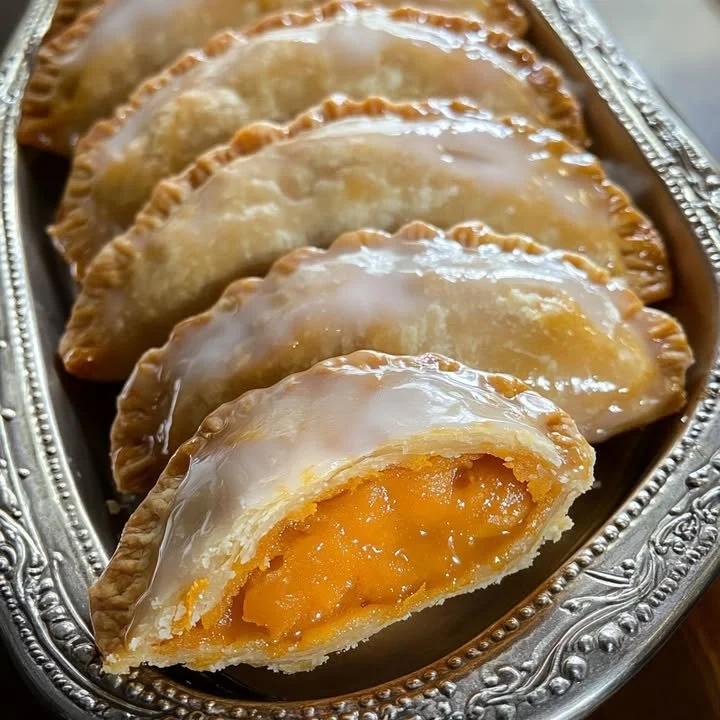 Delicious Sweet Potato Hand Pies served on a rustic wooden table