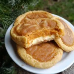 Delicious sweet potato pie cheesecake cookies stacked on a plate