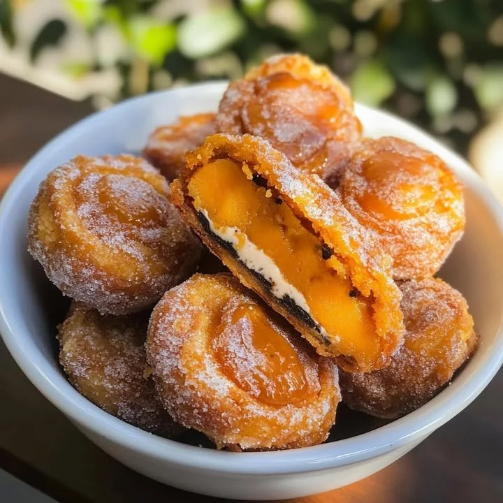 Delicious sweet potato stuffed fried Oreos ready to be enjoyed