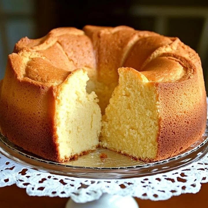Delicious homemade pound cake sliced and served on a plate.