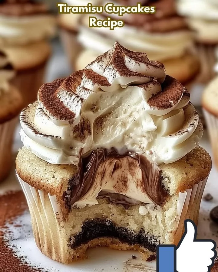 Delicious tiramisu cupcakes topped with cocoa and coffee flavor