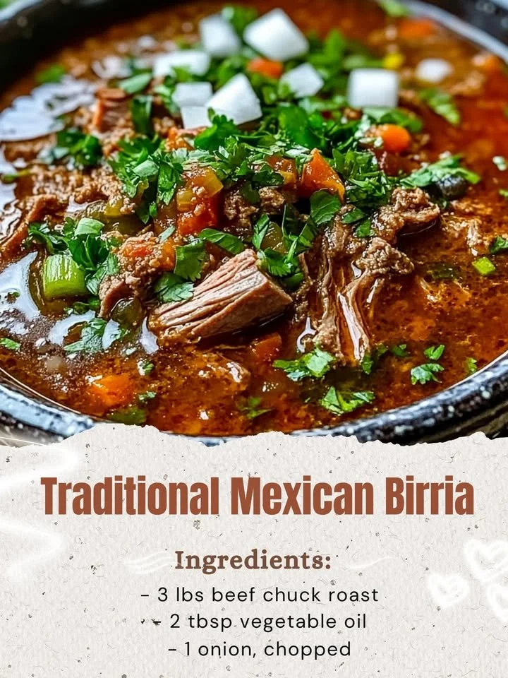 Authentic dish of traditional Mexican Birria served with fresh ingredients