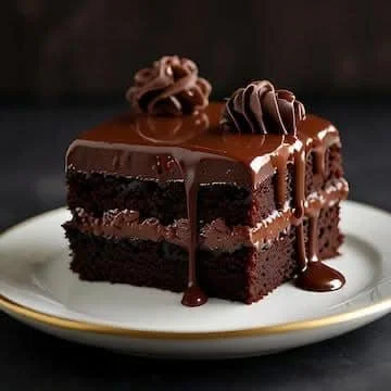 Decadent triple chocolate mousse cake with layers of rich chocolate