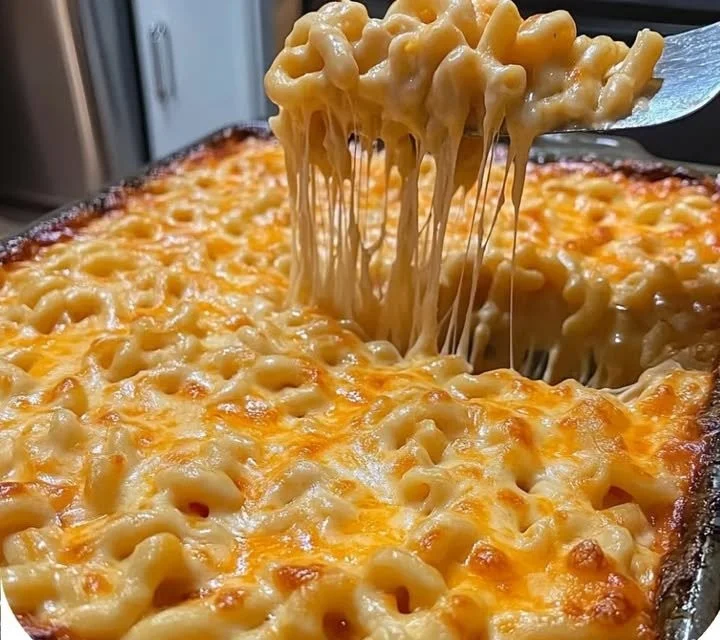 Delicious 5-cheese mac and cheese topped with breadcrumbs in a creamy dish
