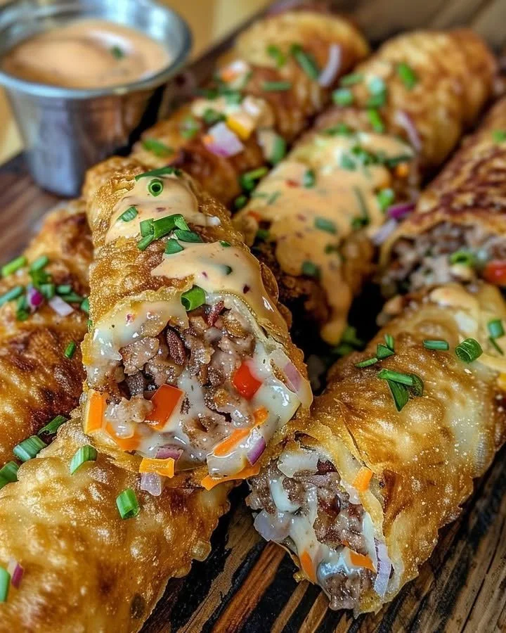 Delicious Voodoo Egg Rolls with spicy filling and crispy texture