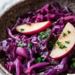 Warm German red cabbage served in a bowl, showcasing vibrant color and texture.
