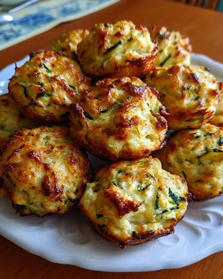 Zucchini and Lemon Ricotta Bites served on a plate