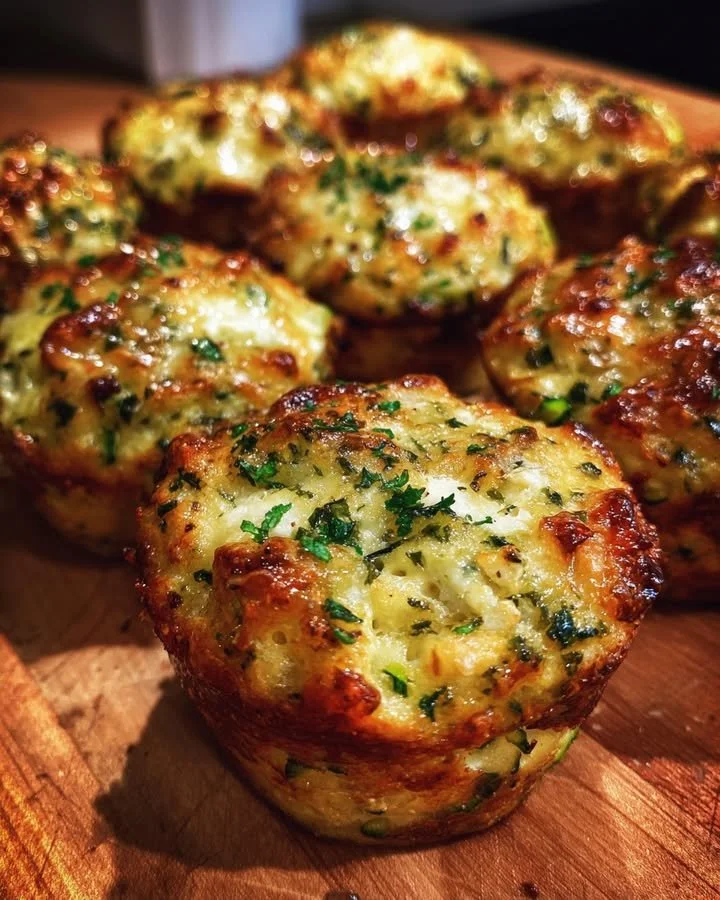 Zucchini and lemon ricotta bites served on a plate garnished with herbs