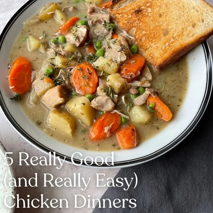 Delicious chicken dinner dishes ready to serve on a table.