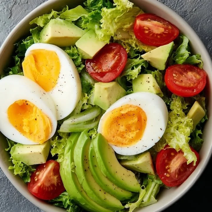 Avocado Egg Salad served in a bowl with a spoon