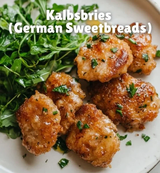 Deliciously prepared calf's sweetbreads served on a gourmet plate