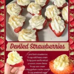 Cheesecake stuffed strawberries topped with cream for a delicious dessert