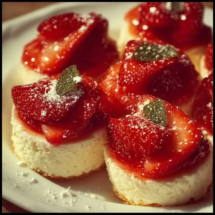 Delicious cheesecake deviled strawberries topped with creamy filling