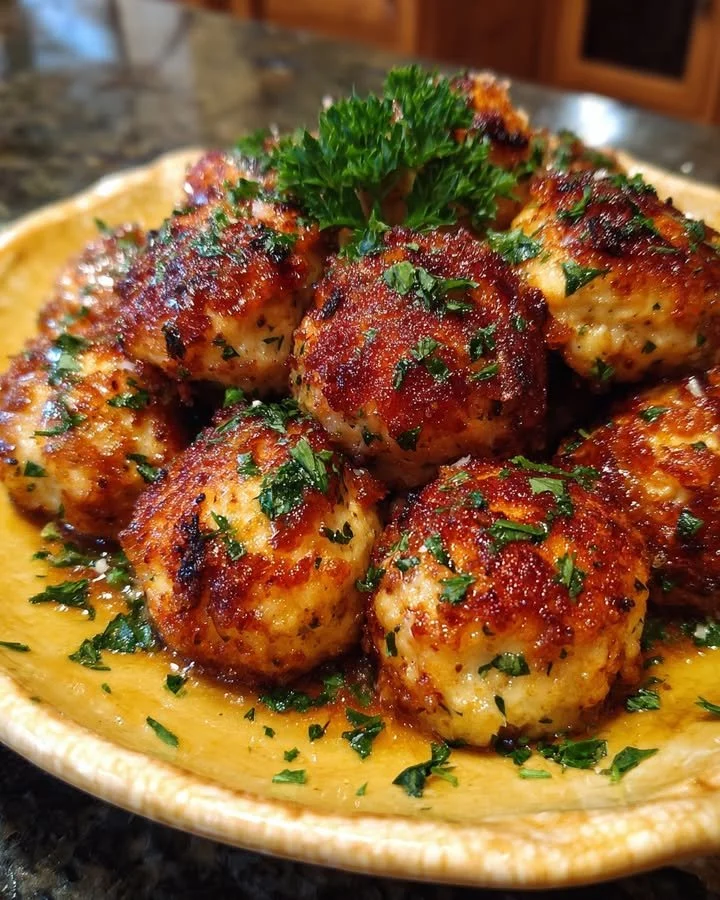 Delicious Chicken Ricotta Meatballs served with Caramelized Onion Jam on a plate