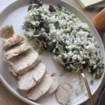 Chicken with Kale Slaw and Feta served on a plate