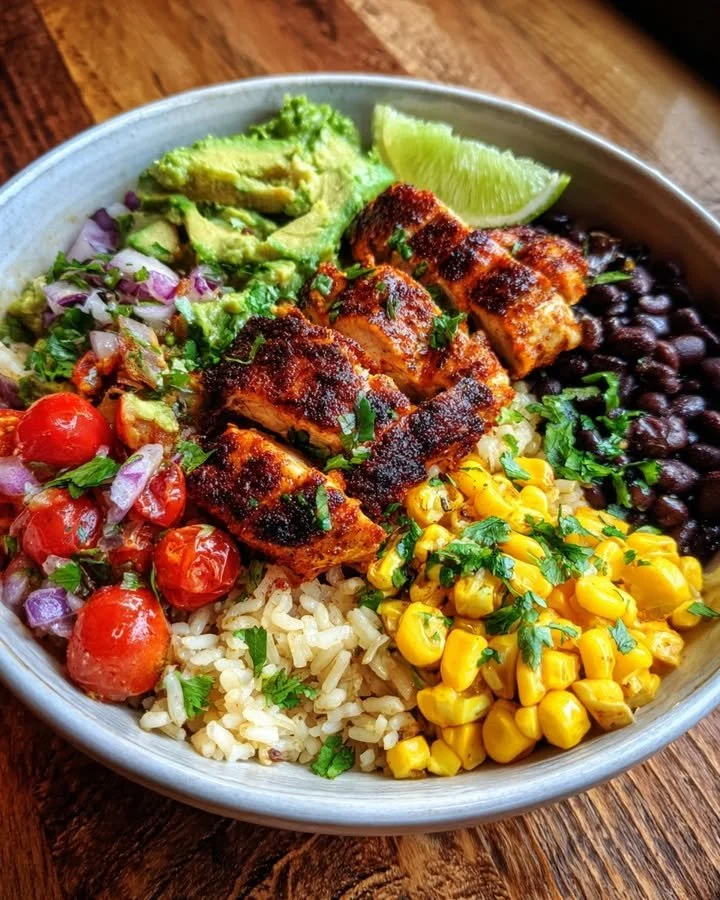 Delicious Chipotle Chicken Rice Bowl with fresh ingredients and vibrant colors
