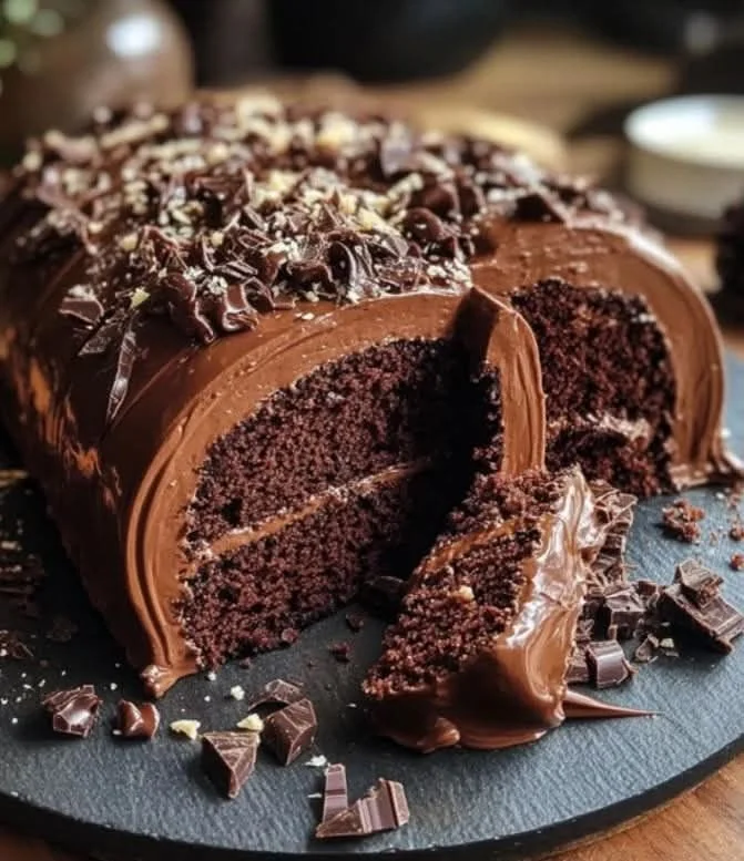 Delicious chocolate cake roll dessert, showcasing rich chocolate layers
