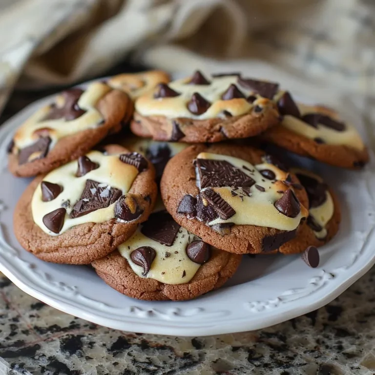 Chocolate chip cheesecake cookies with creamy filling and chocolate chunks