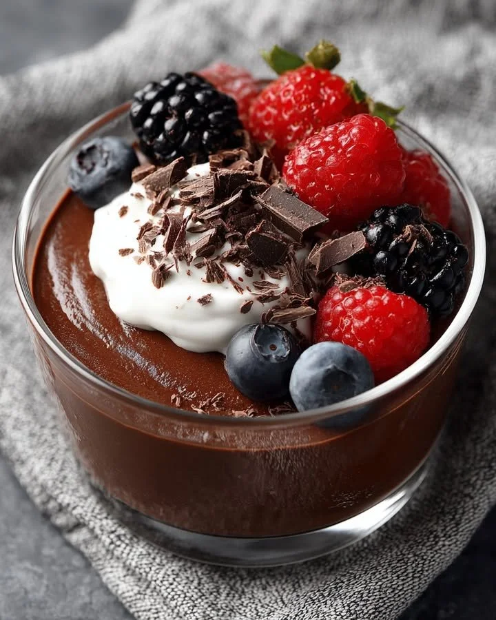 Delicious Chocolate Cottage Cheese Pudding served in a bowl