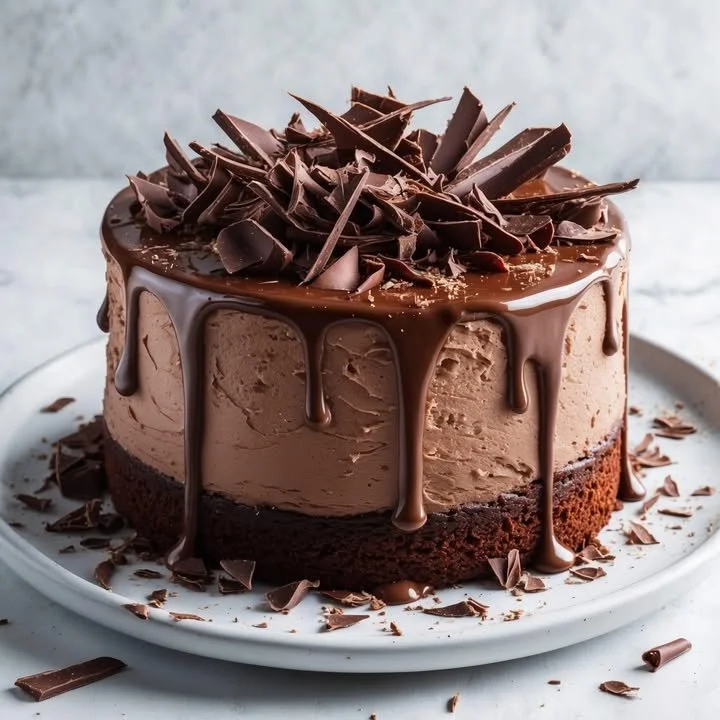 Delicious Chocolate Mint Cake with frosting and mint leaves decoration