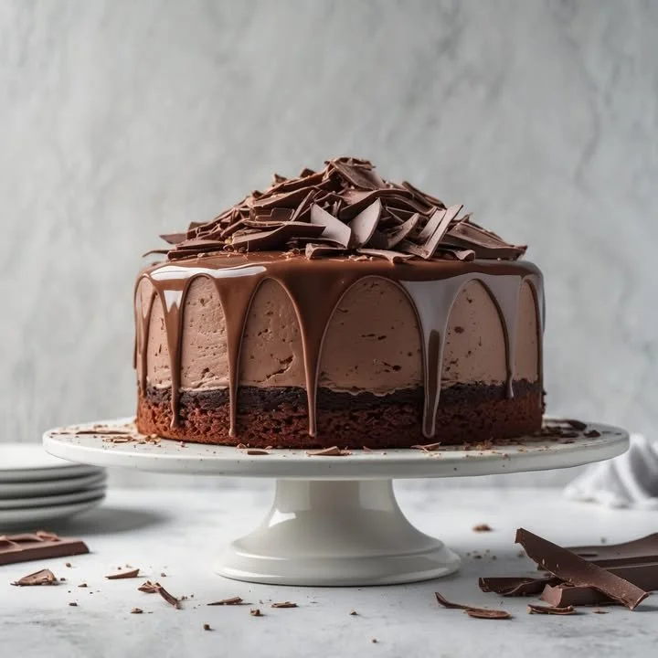 Delicious Chocolate Walnut Cake with rich chocolate frosting and walnuts.