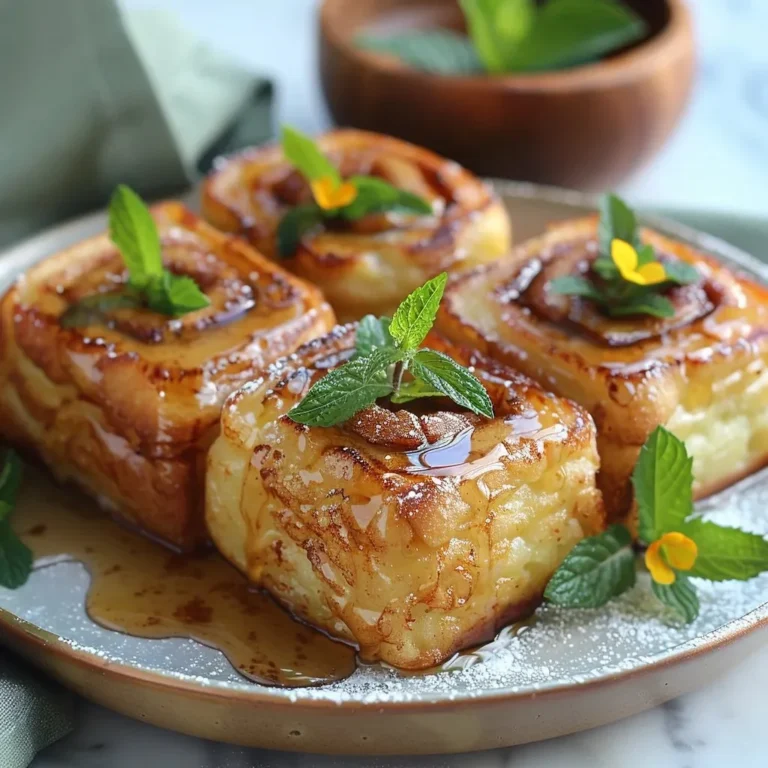 Delicious cinnamon roll French toast bites topped with icing and berries