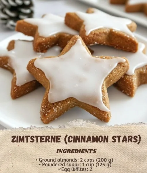 Plate of homemade Cinnamon Stars cookies with decorative icing