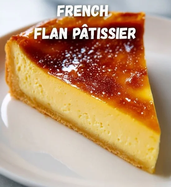 Classic creamy custard tart topped with pie crust and decorated with fresh berries.