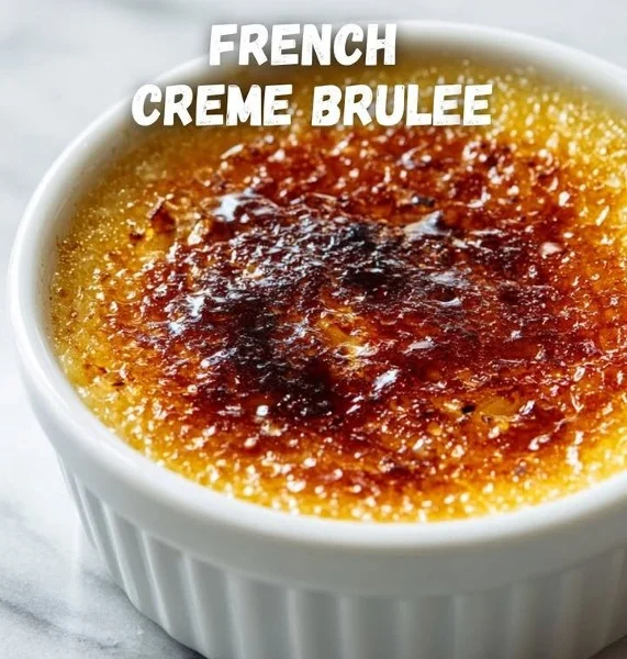 Classic crème brûlée dessert with caramelized sugar topping in elegant ramekins.