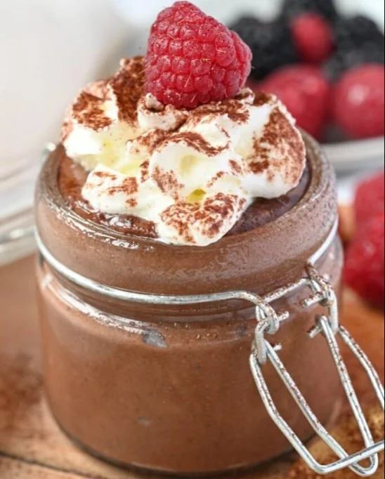 Delicious Cottage Cheese Chocolate Mousse served in a bowl with chocolate shavings